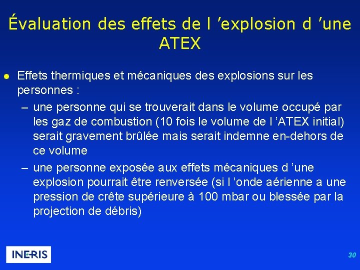 Évaluation des effets de l ’explosion d ’une ATEX l Effets thermiques et mécaniques