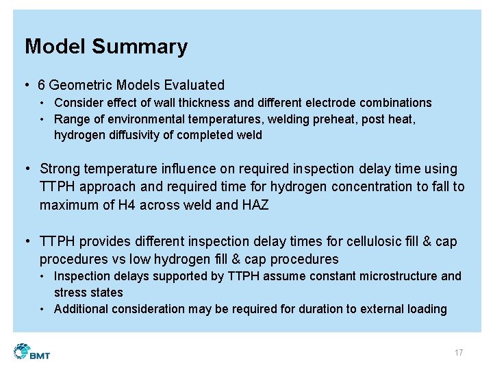 Model Summary • 6 Geometric Models Evaluated • Consider effect of wall thickness and