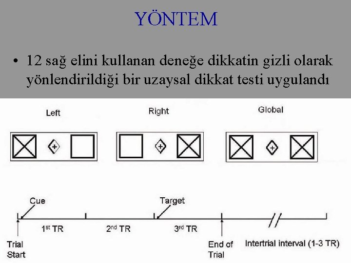 YÖNTEM • 12 sağ elini kullanan deneğe dikkatin gizli olarak yönlendirildiği bir uzaysal dikkat