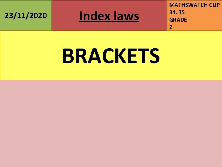 23/11/2020 Index laws BRACKETS MATHSWATCH CLIP 34, 35 GRADE 2 