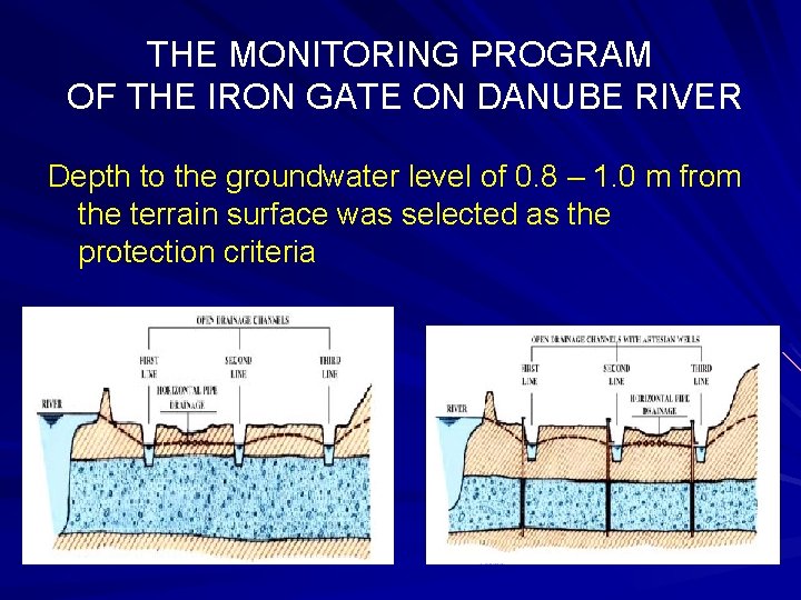 THE MONITORING PROGRAM OF THE IRON GATE ON DANUBE RIVER Depth to the groundwater