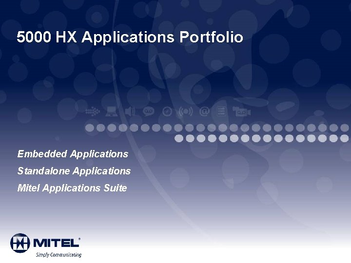 5000 HX Applications Portfolio Embedded Applications Standalone Applications Mitel Applications Suite 