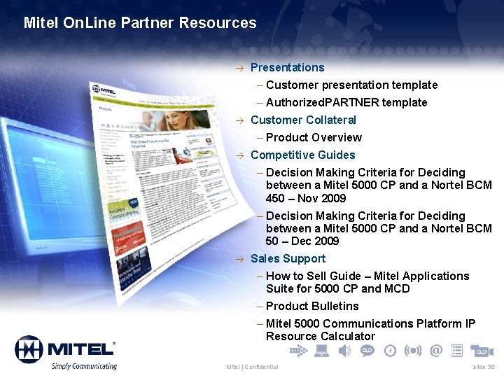 Mitel On. Line Partner Resources à Presentations – Customer presentation template – Authorized. PARTNER