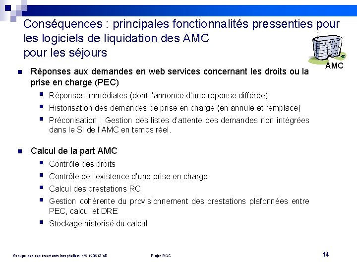 Conséquences : principales fonctionnalités pressenties pour les logiciels de liquidation des AMC pour les