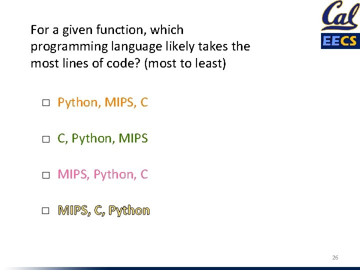 For a given function, which programming language likely takes the most lines of code?