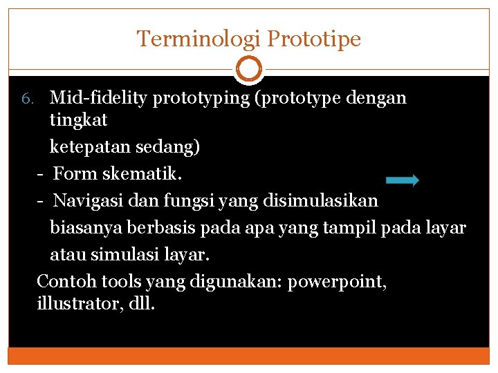 Terminologi Prototipe 6. Mid-fidelity prototyping (prototype dengan tingkat ketepatan sedang) - Form skematik. -