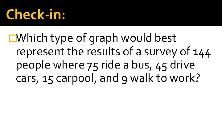 Check-in: �Which type of graph would best represent the results of a survey of