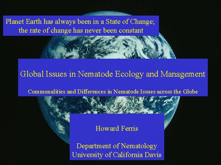 Planet Earth has always been in a State of Change; the rate of change
