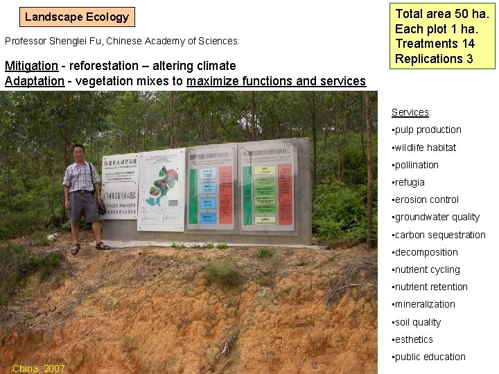 Landscape Ecology Professor Shenglei Fu, Chinese Academy of Sciences: Mitigation - reforestation – altering