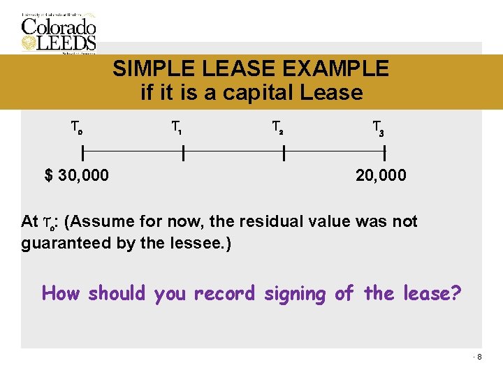 SIMPLE LEASE EXAMPLE if it is a capital Lease To | $ 30, 000