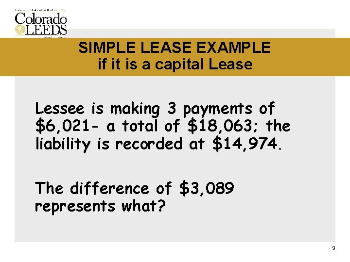 SIMPLE LEASE EXAMPLE if it is a capital Lease Lessee is making 3 payments