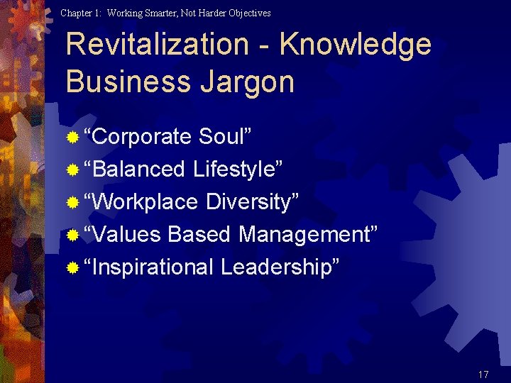 Chapter 1: Working Smarter, Not Harder Objectives Revitalization - Knowledge Business Jargon ® “Corporate