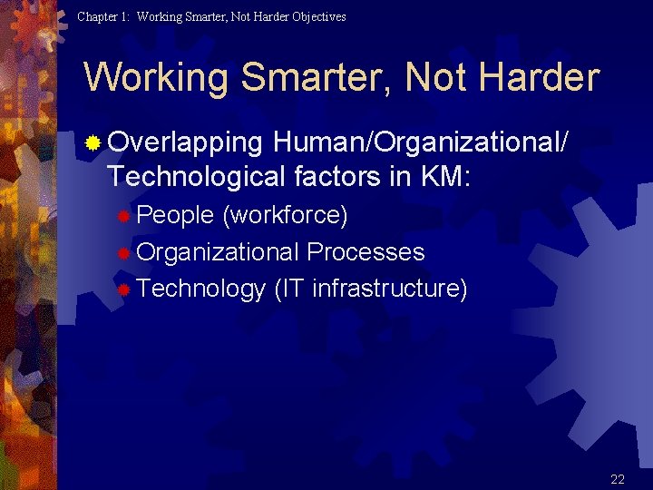 Chapter 1: Working Smarter, Not Harder Objectives Working Smarter, Not Harder ® Overlapping Human/Organizational/