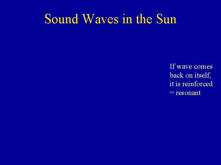 Sound Waves in the Sun If wave comes back on itself, it is reinforced