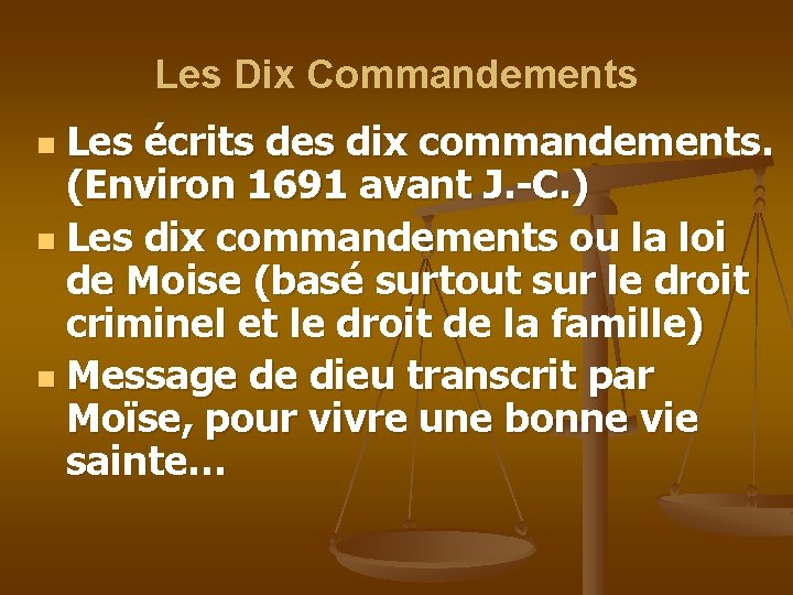 Les Dix Commandements Les écrits des dix commandements. (Environ 1691 avant J. -C. )