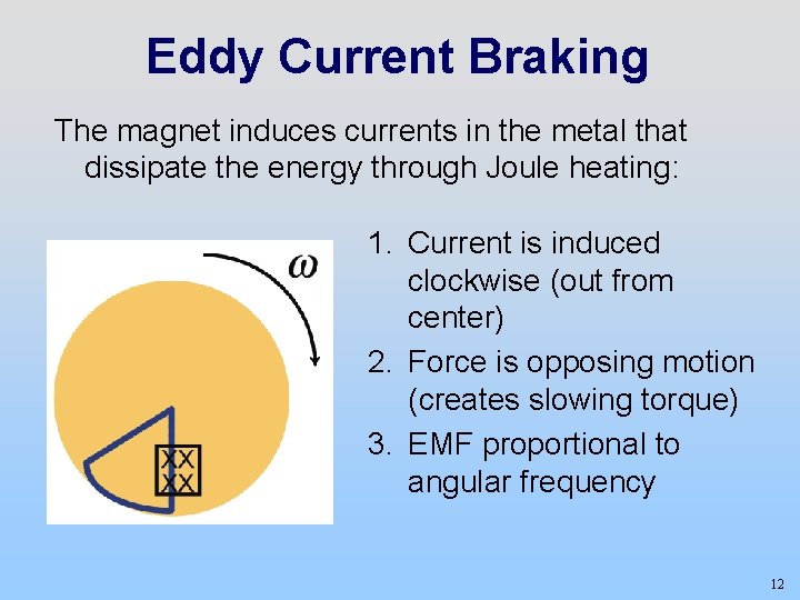 Eddy Current Braking The magnet induces currents in the metal that dissipate the energy