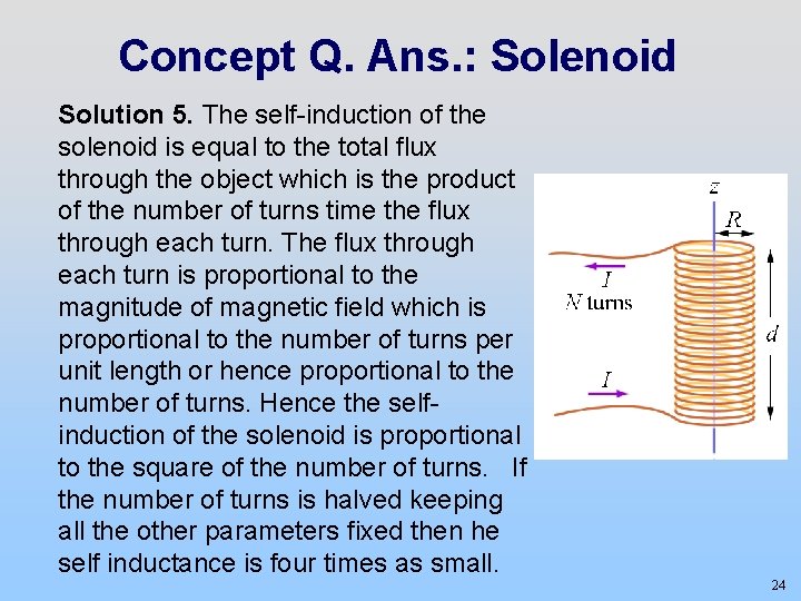 Concept Q. Ans. : Solenoid Solution 5. The self-induction of the solenoid is equal