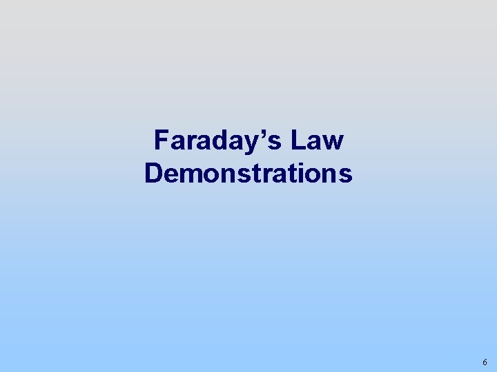 Faraday’s Law Demonstrations 6 
