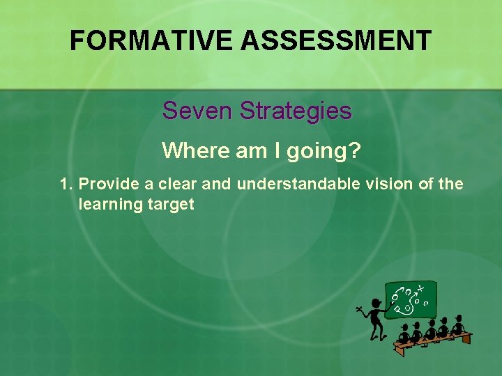 FORMATIVE ASSESSMENT Seven Strategies Where am I going? 1. Provide a clear and understandable