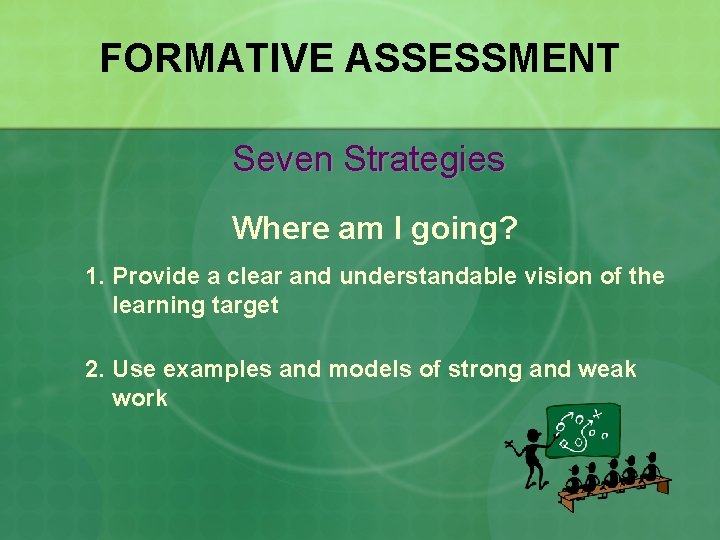 FORMATIVE ASSESSMENT Seven Strategies Where am I going? 1. Provide a clear and understandable