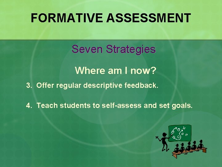 FORMATIVE ASSESSMENT Seven Strategies Where am I now? 3. Offer regular descriptive feedback. 4.