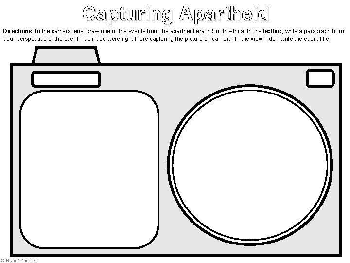 Capturing Apartheid Directions: In the camera lens, draw one of the events from the