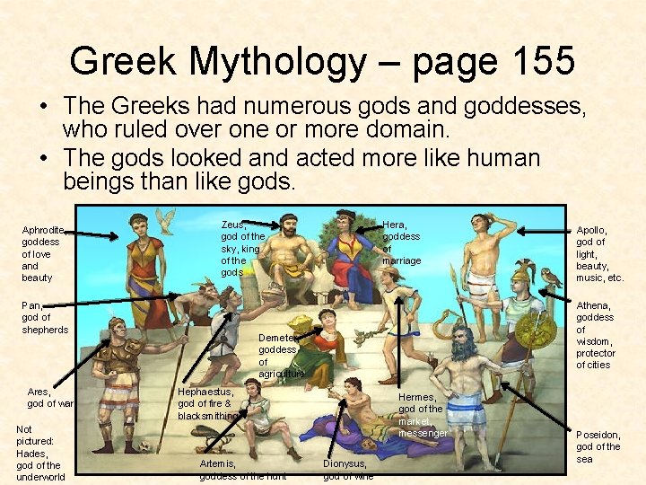 Greek Mythology – page 155 • The Greeks had numerous gods and goddesses, who