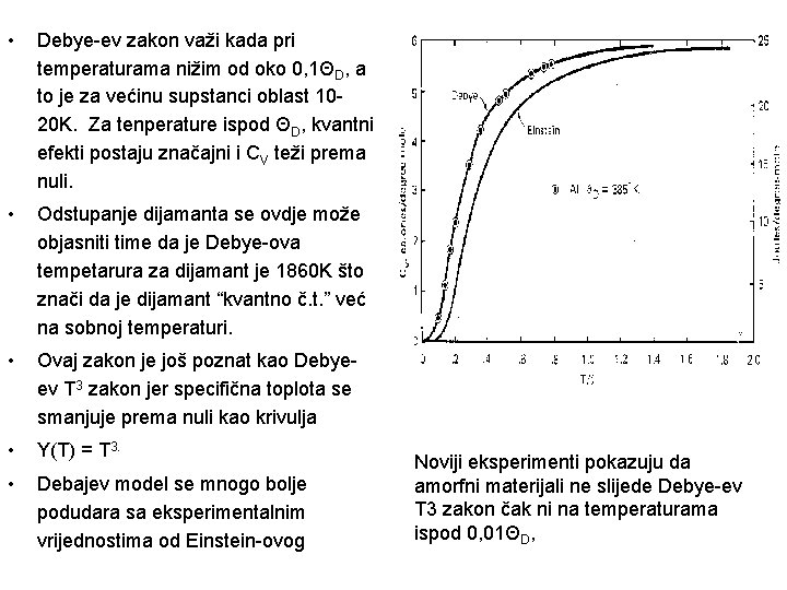  • Debye-ev zakon važi kada pri temperaturama nižim od oko 0, 1ΘD, a