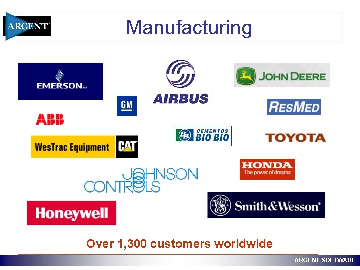 Manufacturing Over 1, 300 customers worldwide ARGENT SOFTWARE 