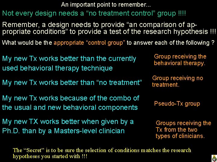 An important point to remember. . . Not every design needs a “no treatment