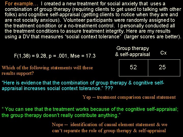 For example… I created a new treatment for social anxiety that uses a combination