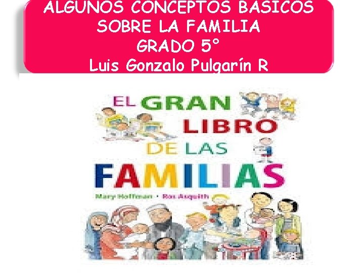 ALGUNOS CONCEPTOS BÁSICOS SOBRE LA FAMILIA GRADO 5° Luis Gonzalo Pulgarín R Pulse para