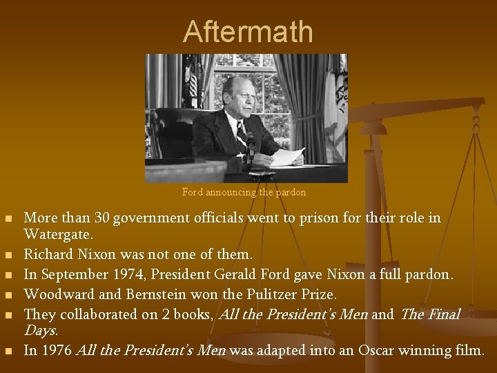 Aftermath Ford announcing the pardon n n n More than 30 government officials went