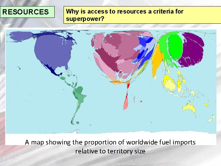 RESOURCES Why is access to resources a criteria for superpower? A map showing the