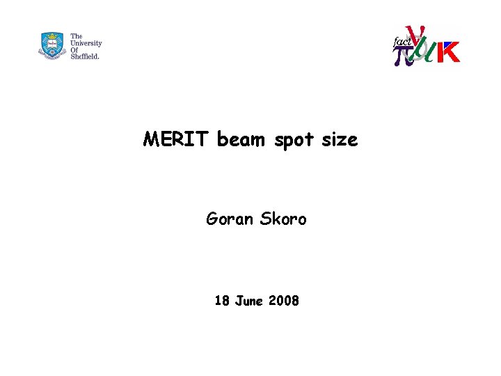 MERIT beam spot size Goran Skoro 18 June 2008 