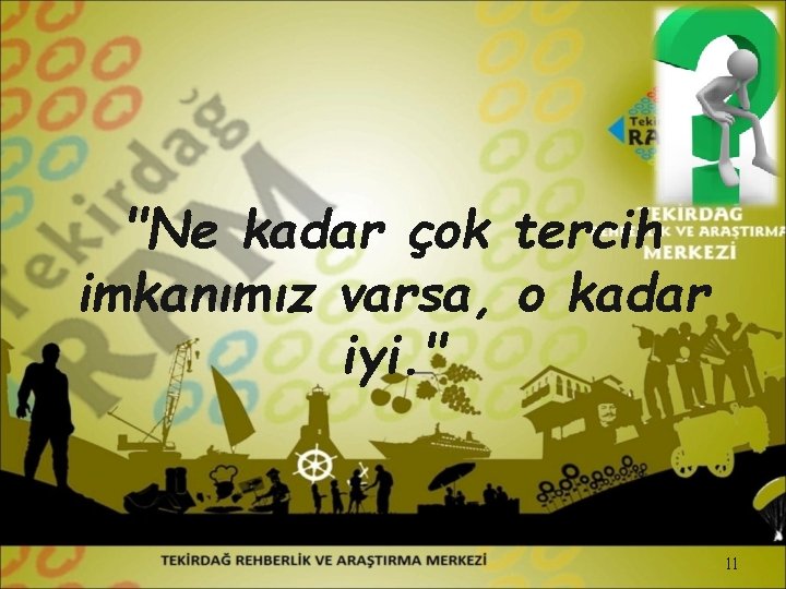 "Ne kadar çok tercih imkanımız varsa, o kadar iyi. " 11 