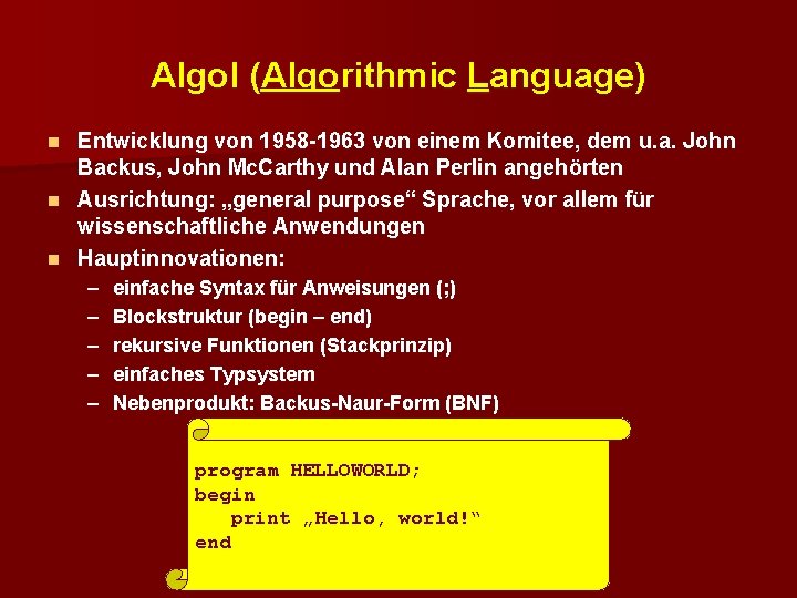 Konzepte von Programmiersprachen 1 Einfhrung Ziele der Vorlesung