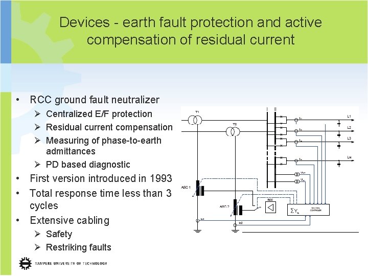 Devices - earth fault protection and active compensation of residual current • RCC ground