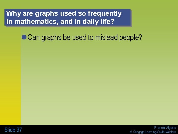 Why are graphs used so frequently in mathematics, and in daily life? l Can