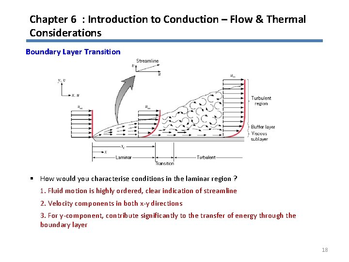 Chapter 6 : Introduction to Conduction – Flow & Thermal Considerations Boundary Layer Transition