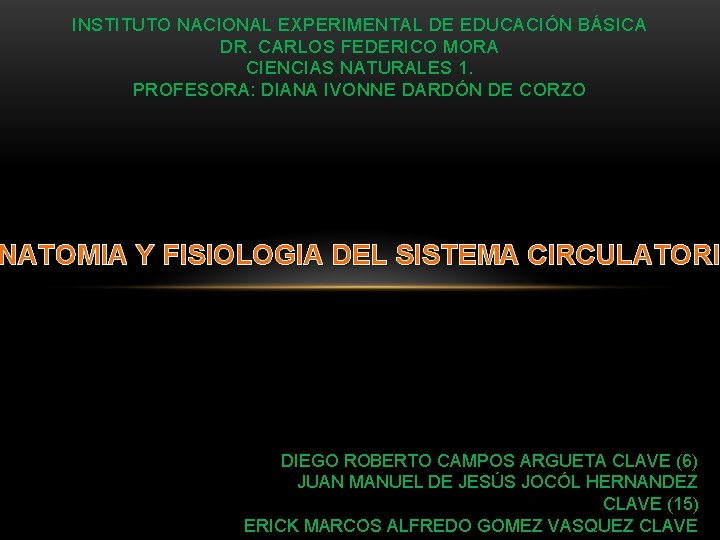 INSTITUTO NACIONAL EXPERIMENTAL DE EDUCACIÓN BÁSICA DR. CARLOS FEDERICO MORA CIENCIAS NATURALES 1. PROFESORA: