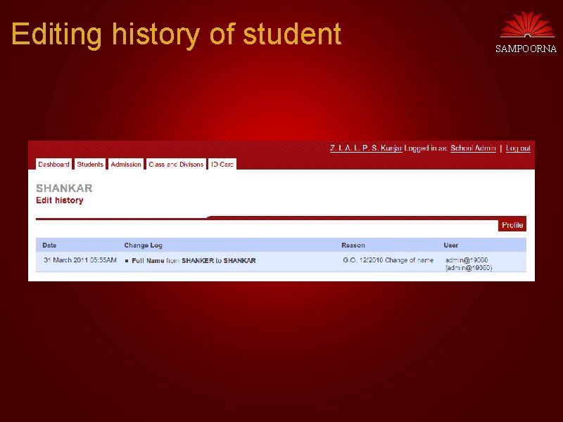 Editing history of student SAMPOORNA 