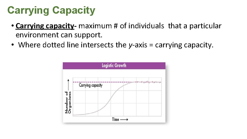 Carrying Capacity • Carrying capacity- maximum # of individuals that a particular environment can