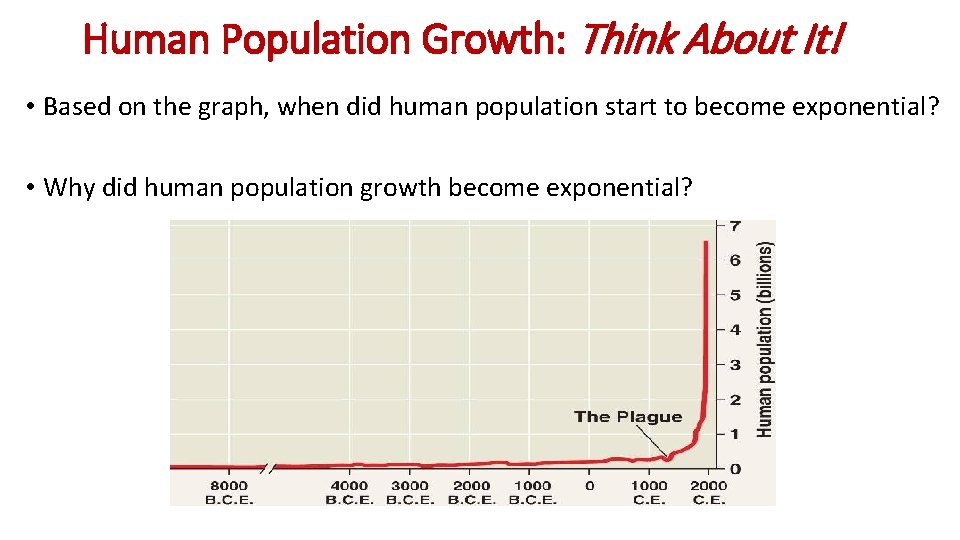 Human Population Growth: Think About It! • Based on the graph, when did human