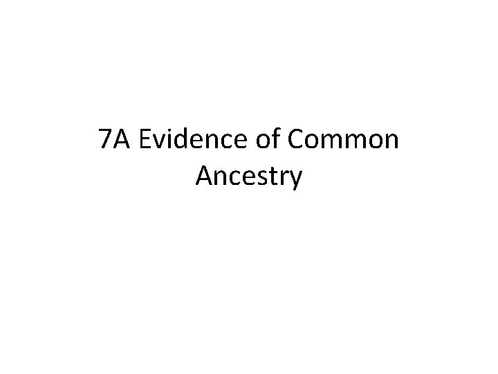 7 A Evidence of Common Ancestry 