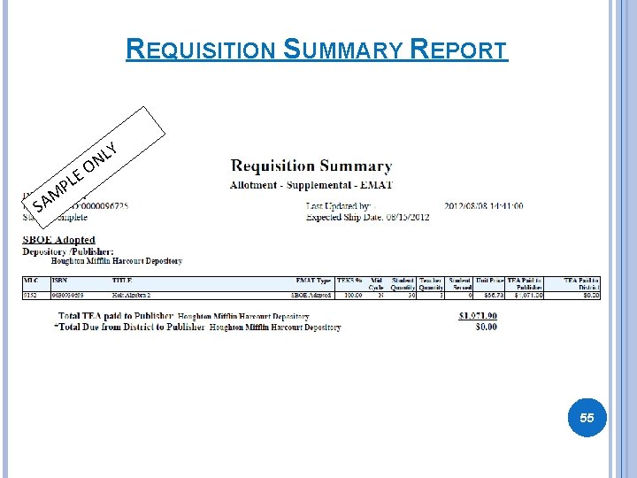 REQUISITION SUMMARY REPORT L N EO Y M A S PL 55 REQUISITION SUMMARY REPORT L N EO Y M A S PL 55
