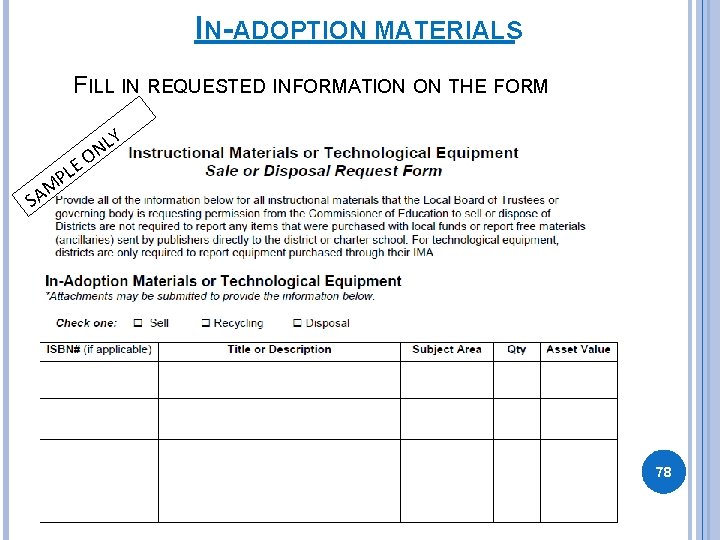 IN-ADOPTION MATERIALS FILL IN REQUESTED INFORMATION ON THE FORM M A S PL Y IN-ADOPTION MATERIALS FILL IN REQUESTED INFORMATION ON THE FORM M A S PL Y