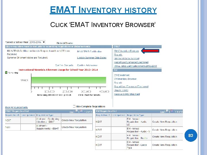 EMAT INVENTORY HISTORY CLICK ‘EMAT INVENTORY BROWSER’ 83 EMAT INVENTORY HISTORY CLICK ‘EMAT INVENTORY BROWSER’ 83