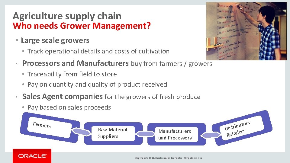 Agriculture supply chain Who needs Grower Management? • Large scale growers • Track operational