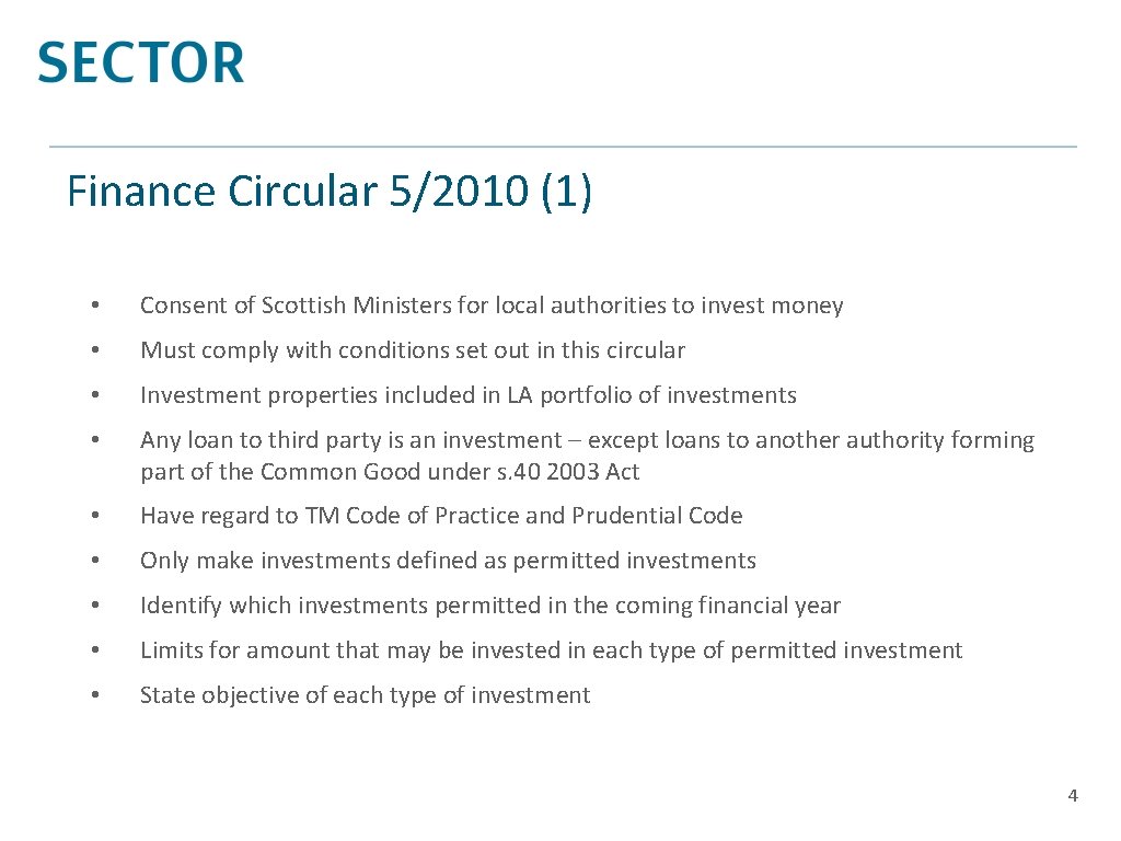 Finance Circular 5/2010 (1) • Consent of Scottish Ministers for local authorities to invest